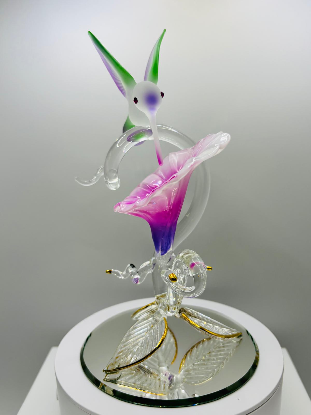 Hummingbird with Fuchsia Flower Figurine | Nature Display Collectible Décor