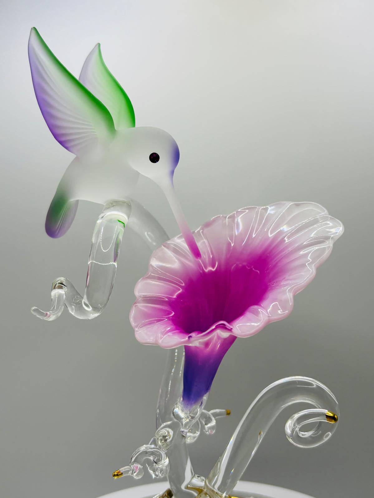 Hummingbird with Fuchsia Flower Figurine | Nature Display Collectible Décor