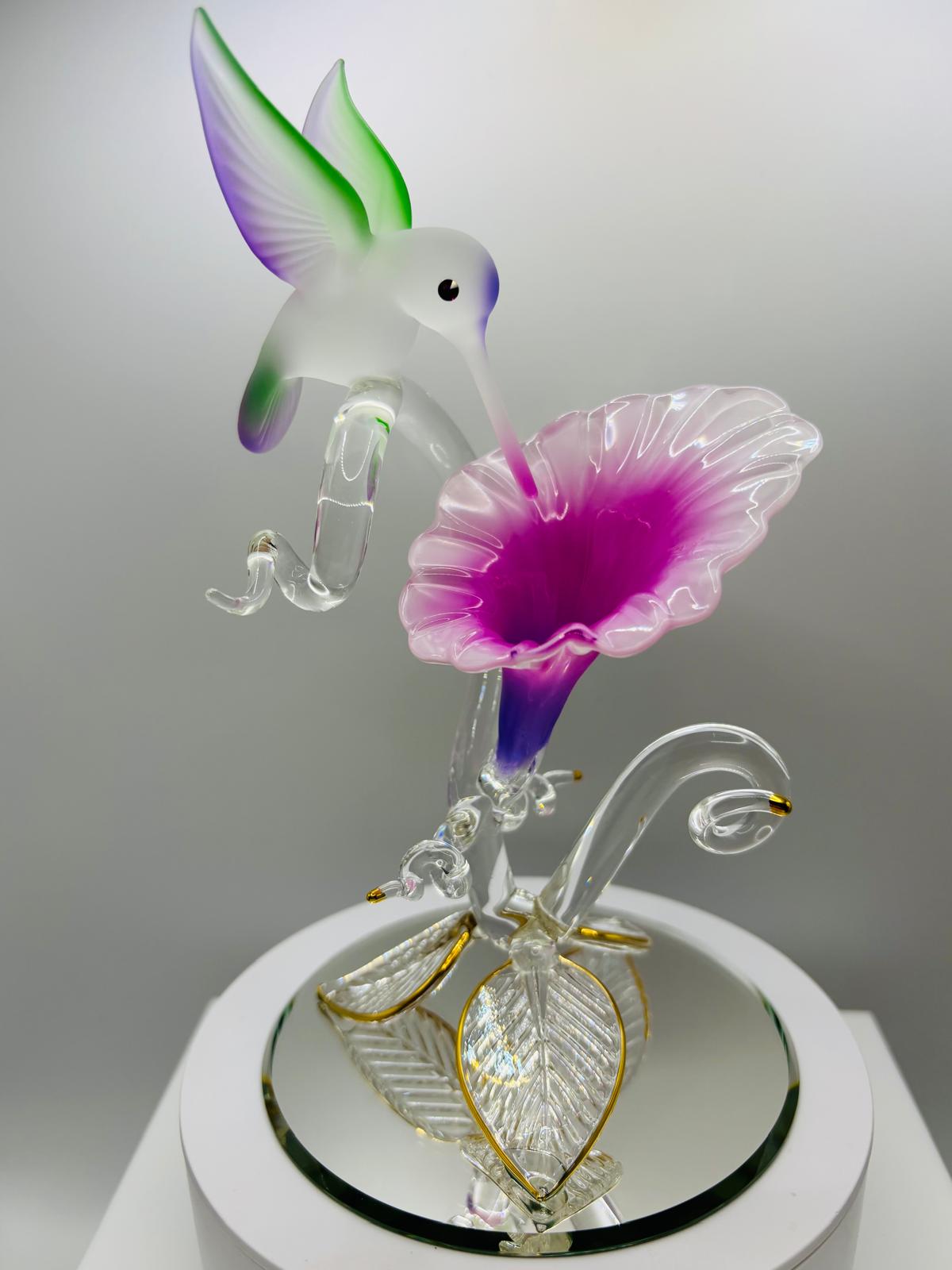 Hummingbird with Fuchsia Flower Figurine | Nature Display Collectible Décor