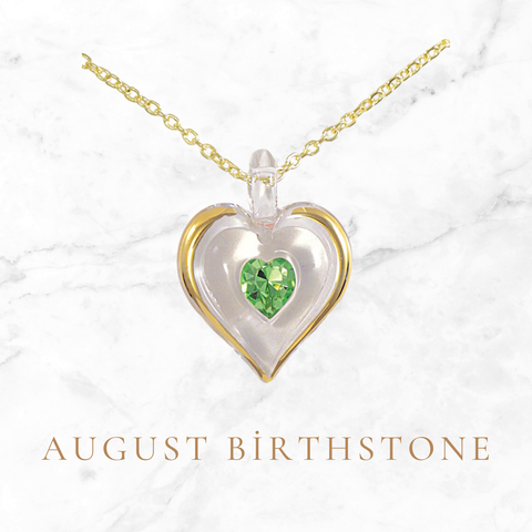 August Birthstone Heart Necklace, Handmade Birthstone Necklace, Jewelry Gift, Wife Gift, Mom Gift