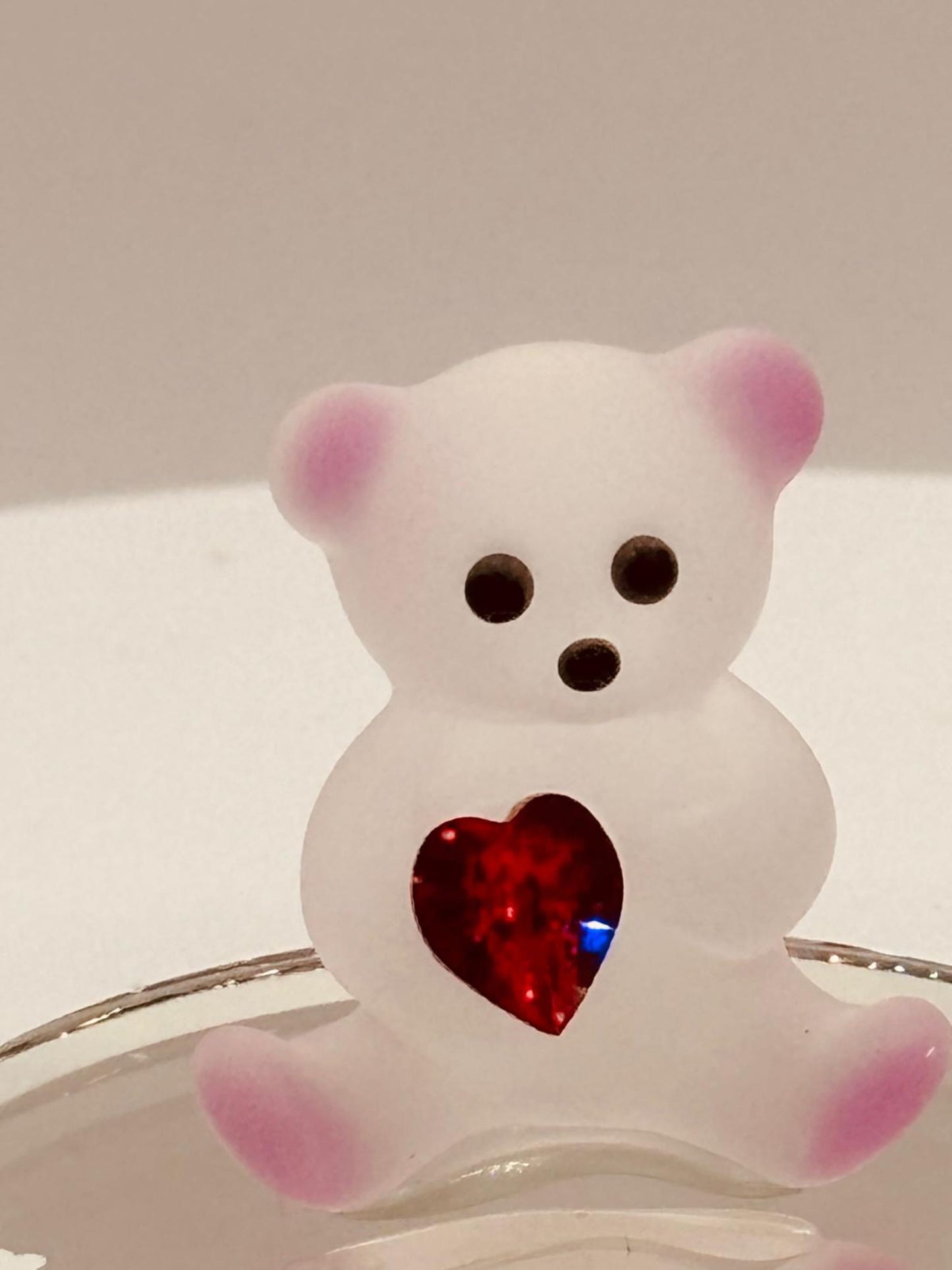 I Love You Bear Figurine | Handcrafted Glass Bear with Crystal Heart