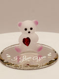 I Love You Bear Figurine | Handcrafted Glass Bear with Crystal Heart