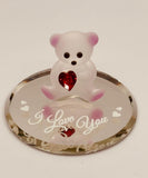 I Love You Bear Figurine | Handcrafted Glass Bear with Crystal Heart