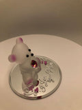 Pink Bear I Love You Mom, Bear Glass Figurine, Keepsake Gift, Home Decor, Glass Bear Decoration, Gift for Mom