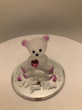 Pink Bear I Love You Mom, Bear Glass Figurine, Keepsake Gift, Home Decor, Glass Bear Decoration, Gift for Mom