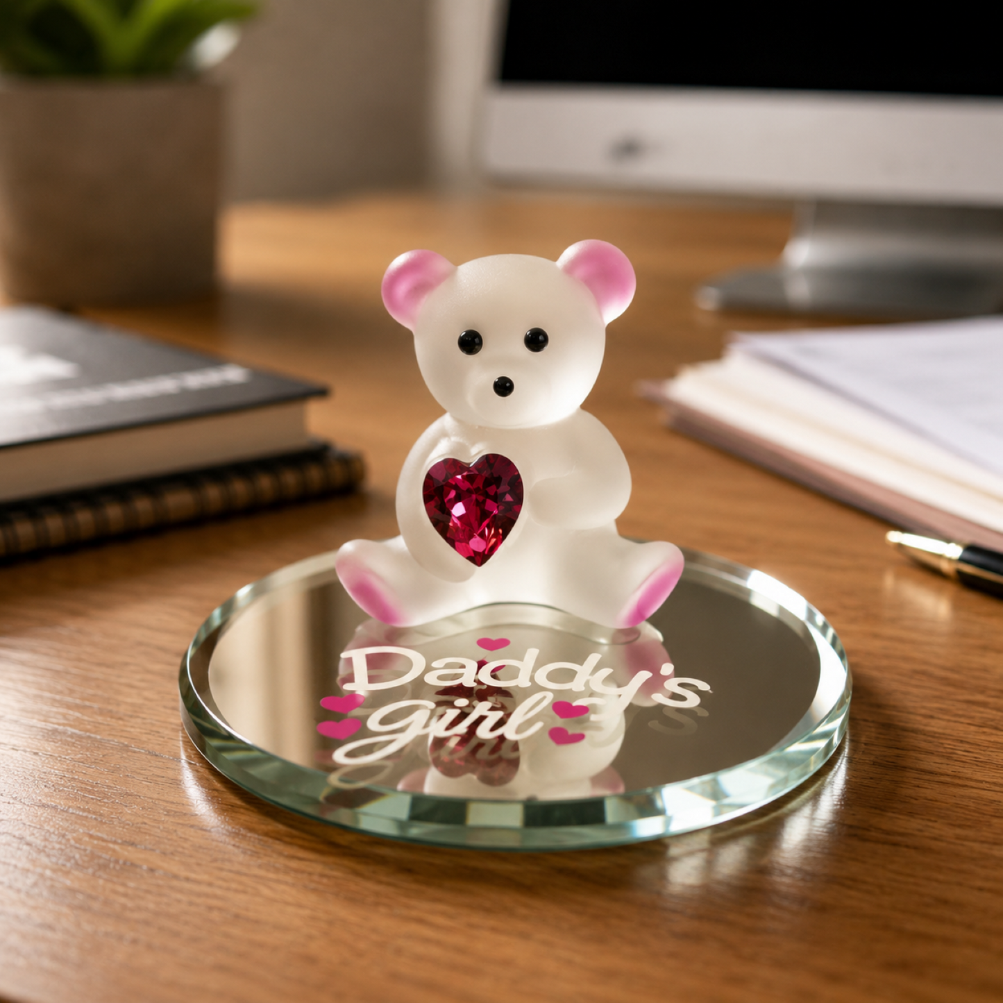 Daughter Gift from Dad Teddy Bear Figurine | Daddy's Girl Glass Decor