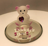 Daddy’s Girl glass bear figurine with pink crystal heart