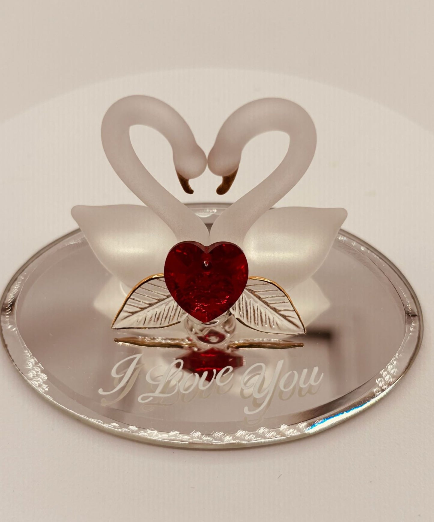 “I Love You” Swan Pair Glass Figurine | Romantic Couple Gift & Home Decor