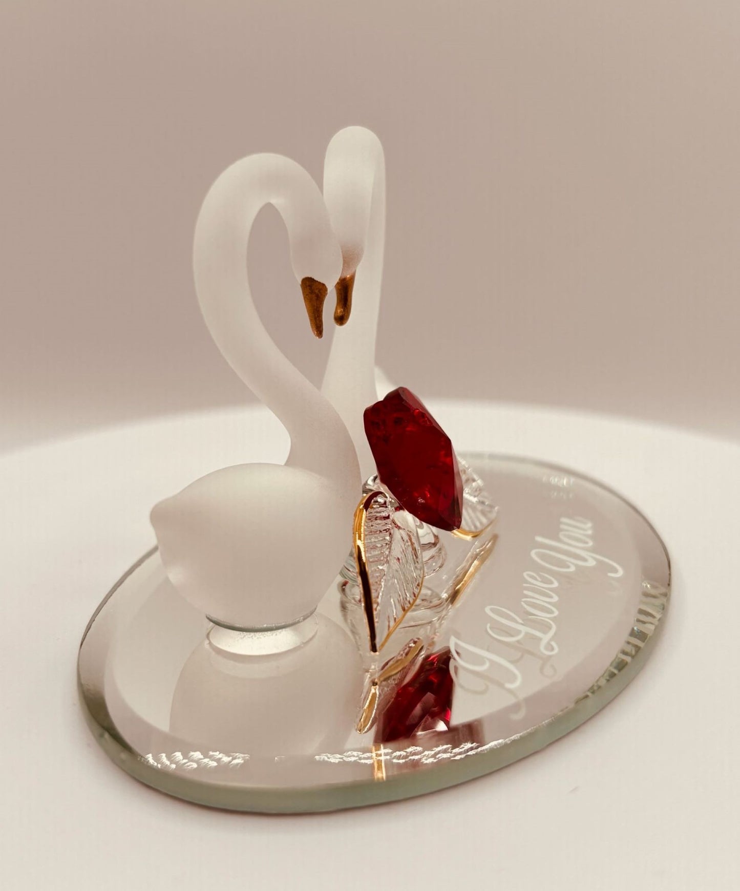 “I Love You” Swan Pair Glass Figurine | Romantic Couple Gift & Home Decor