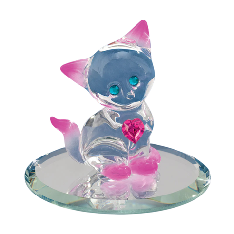 Pink cat figurine for cat lovers and gift displays