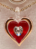 Red Heart Necklace with Crystal | Romantic Jewelry Gift on 18-Inch Chain