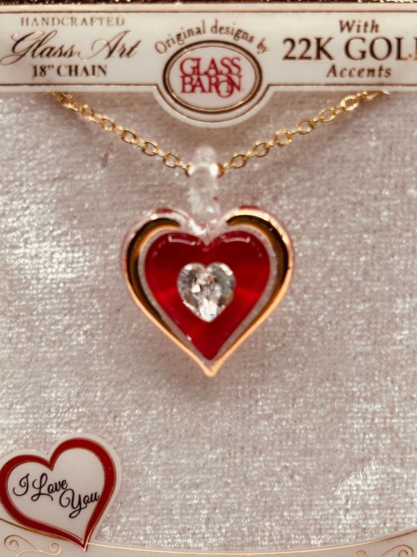 Red Heart Necklace with Crystal | Romantic Jewelry Gift on 18-Inch Chain
