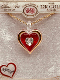 Red Heart Necklace with Crystal | Romantic Jewelry Gift on 18-Inch Chain
