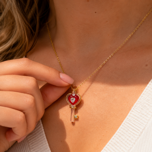 Heart Key Pendant Necklace Gift | I Love You Necklace Romantic Gift
