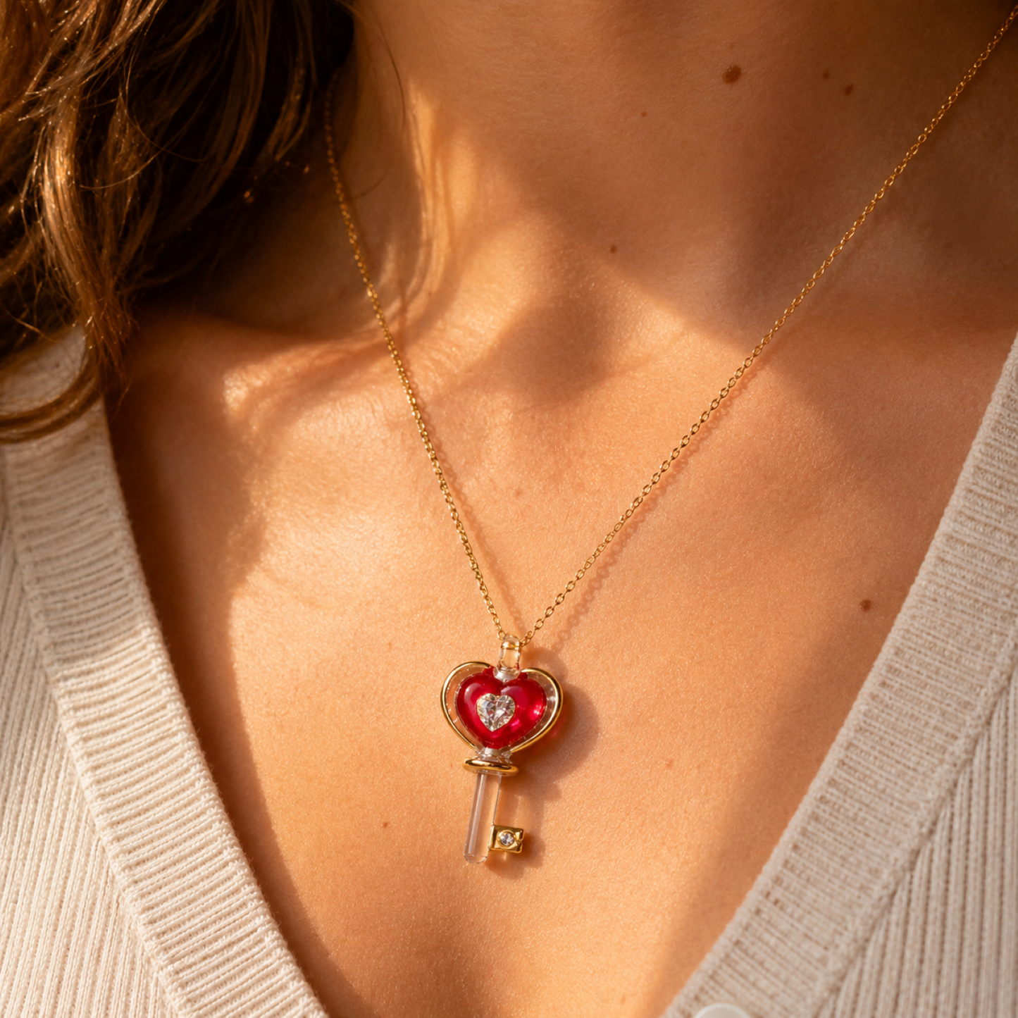 Heart Key Pendant Necklace Gift | I Love You Necklace Romantic Gift