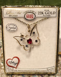 Handmade Butterfly Necklace with Red Crystal Heart