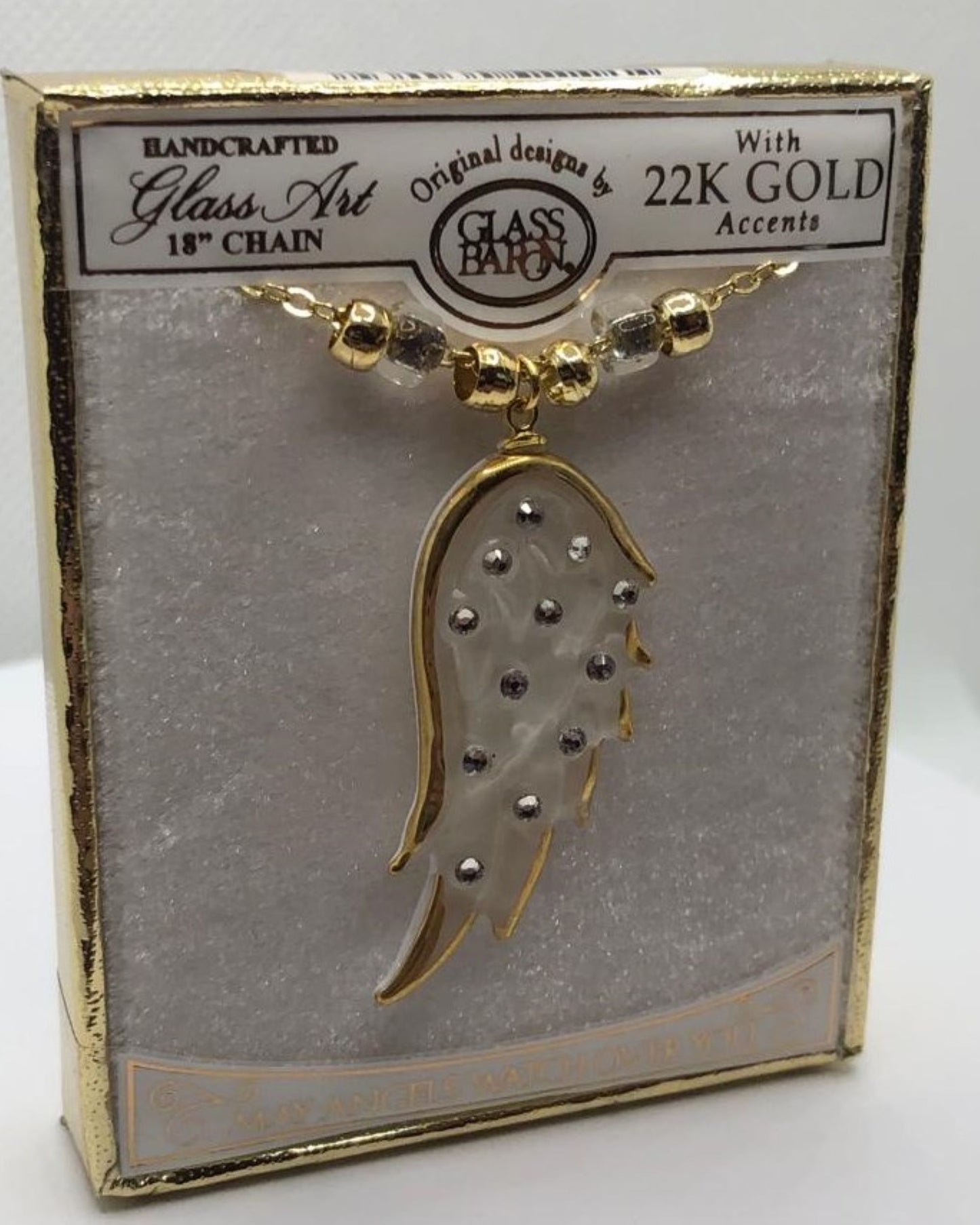 Angel’s Wing Necklace | Handcrafted Crystal Wing Pendant on 18" Gold Plated Chain