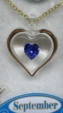 September Birthstone Heart Necklace | Blue Crystal Birth Month Jewelry