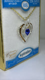September Birthstone Heart Necklace | Blue Crystal Birth Month Jewelry