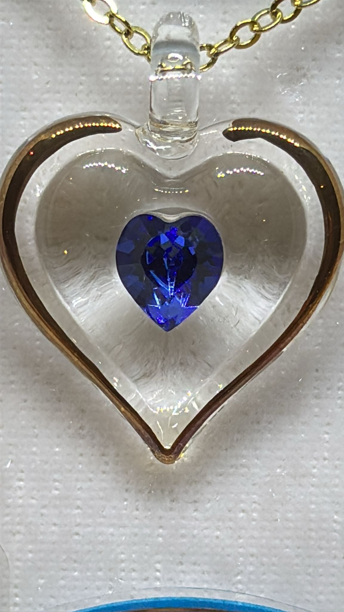 September Birthstone Heart Necklace | Blue Crystal Birth Month Jewelry