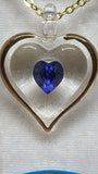 September Birthstone Heart Necklace | Blue Crystal Birth Month Jewelry