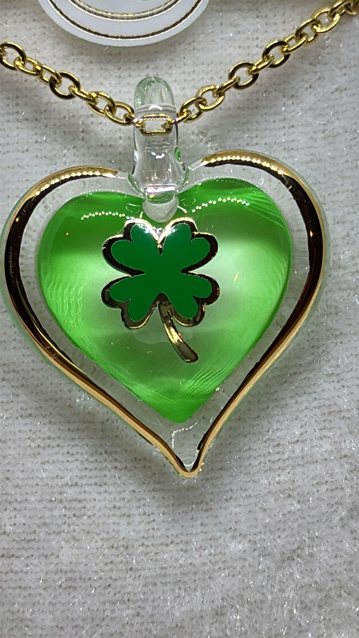 Lucky Heart Necklace with Four Leaf Clover | Gold Heart Pendant Necklace