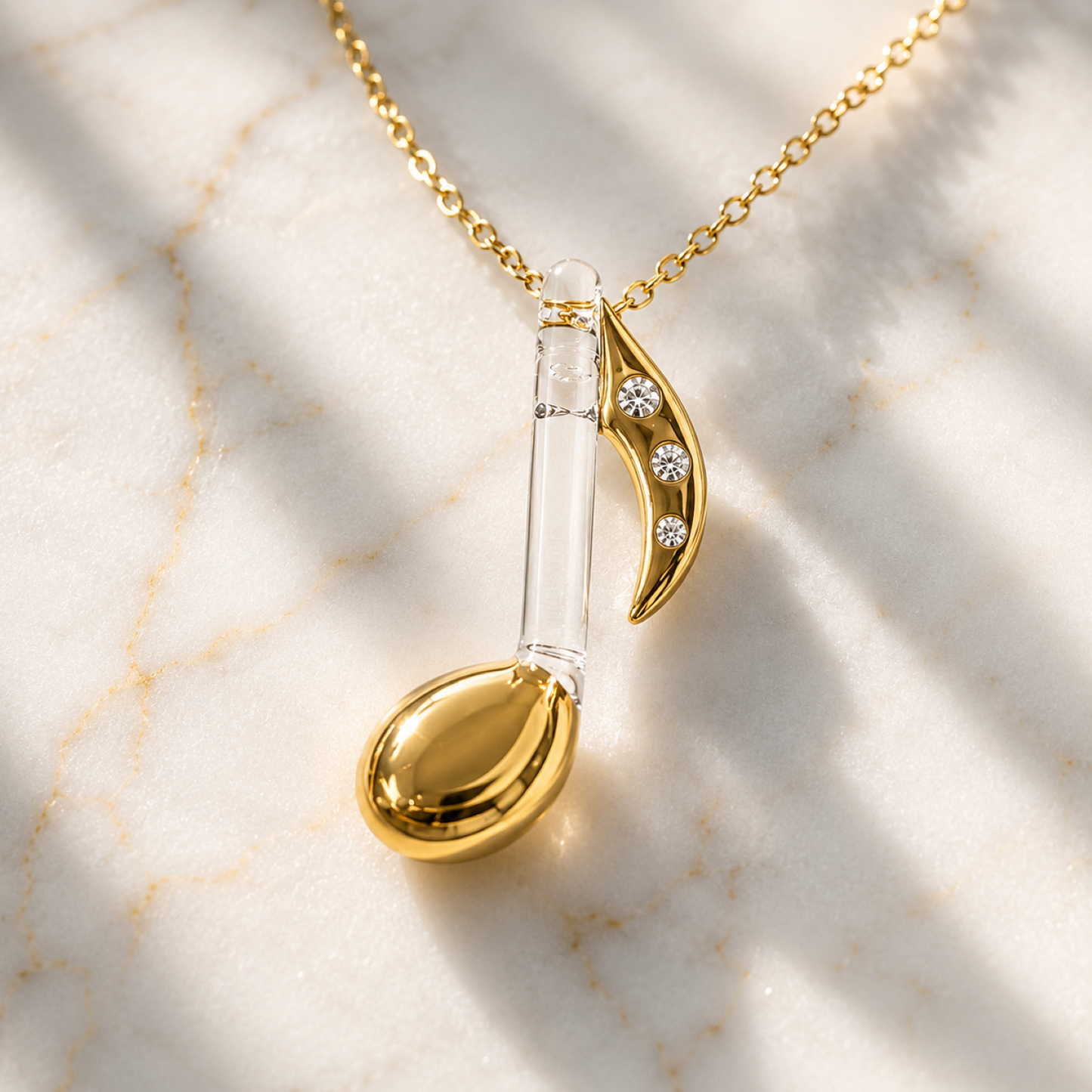 Gold Music Note Necklace, Music Teacher Gift, Gold Pendant, Choir Director Gift, Musician Gift