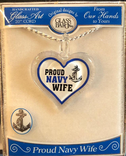 Navy Wife Necklace, Navy Spouse Necklace, Heart Necklace Gift for Wife, Christmas Gift for Wife, Anniversary Gift