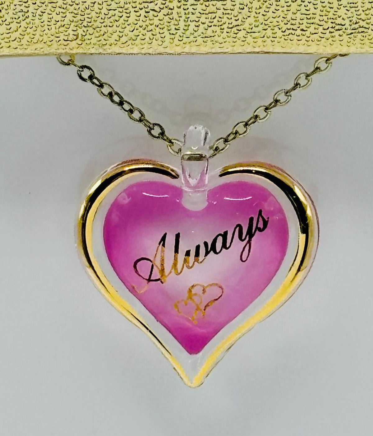 Always In My Heart Necklace Handcrafted Pink Heart Pendant Love Gift