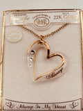 Always Crystal Heart Necklace | 22K Gold Accents | Romantic Love Gift Jewelry