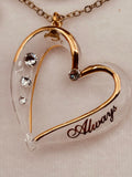Always Crystal Heart Necklace | 22K Gold Accents | Romantic Love Gift Jewelry