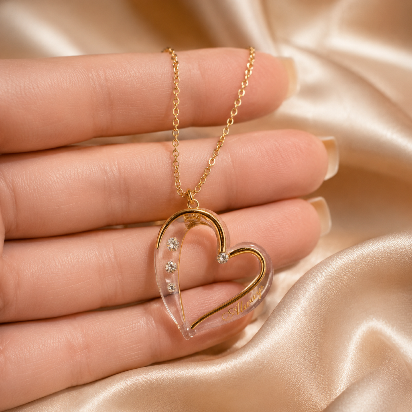 Heart Pendant Necklace, Crystal Necklace, Gold Plated Glass Jewelry, Romantic Gift for Her, Anniversary Gift, 18-Inch Chain