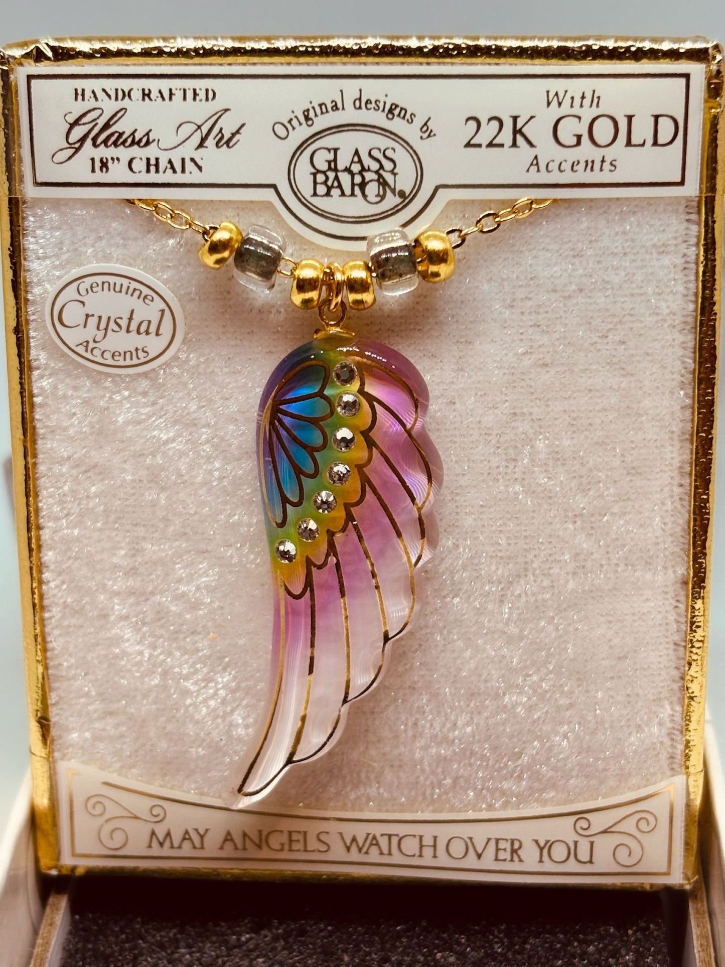 Rainbow Angel Wing Necklace | Handcrafted Crystal Pendant Gift for Her