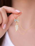 Angel’s Wing Necklace | Handcrafted Crystal Wing Pendant on 18" Gold Plated Chain