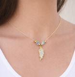 Angel’s Wing Necklace | Handcrafted Crystal Wing Pendant on 18" Gold Plated Chain