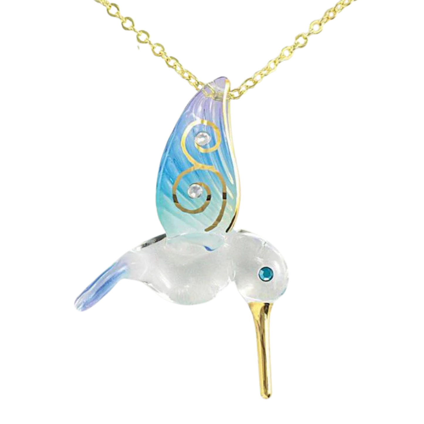 Hummingbird Necklace Glass Pendant Handcrafted Hummingbird Jewelry Gift