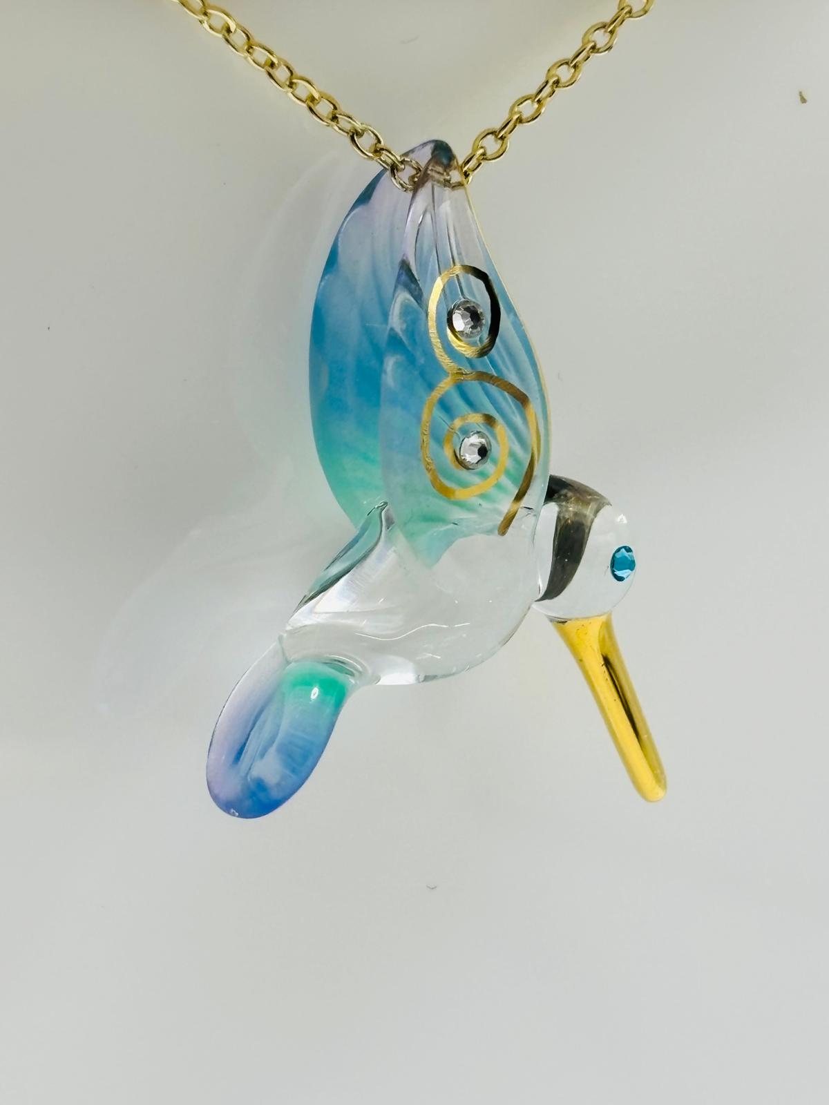 Hummingbird Necklace Glass Pendant Handcrafted Hummingbird Jewelry Gift