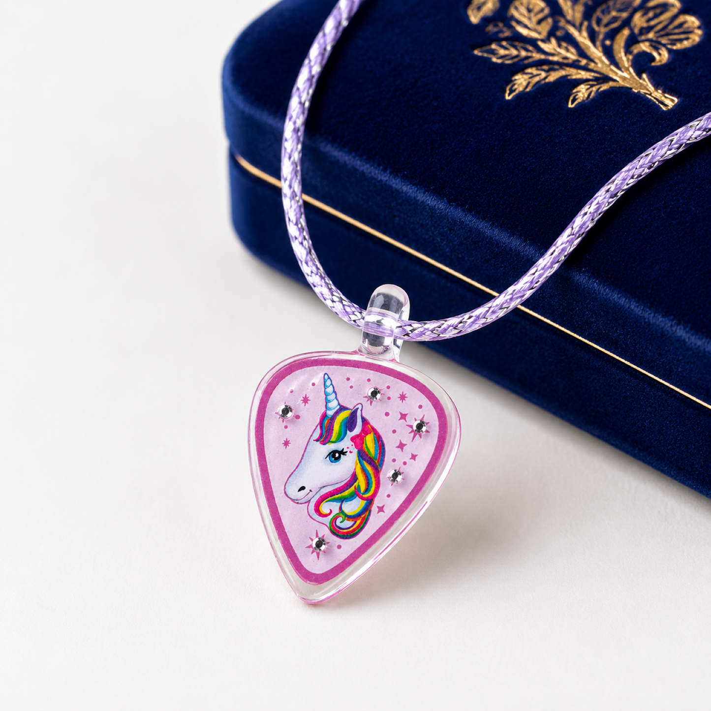 Pretty Unicorn Necklace | Unicorn Pendant Gift on Purple Cord