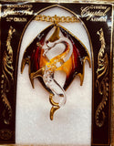 Dragon Necklace | Handcrafted Glass Pendant with Crystals on 18" Gold Chain