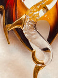 Dragon Necklace | Handcrafted Glass Pendant with Crystals on 18" Gold Chain
