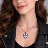 Dragon Guitar Pick Necklace Black & White Dragon Pendant on 18" Silver Chain