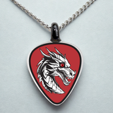 Dragon Guitar Pick Necklace Handcrafted Glass Dragon Pendant with Crystals