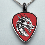 Dragon Guitar Pick Necklace Handcrafted Glass Dragon Pendant with Crystals