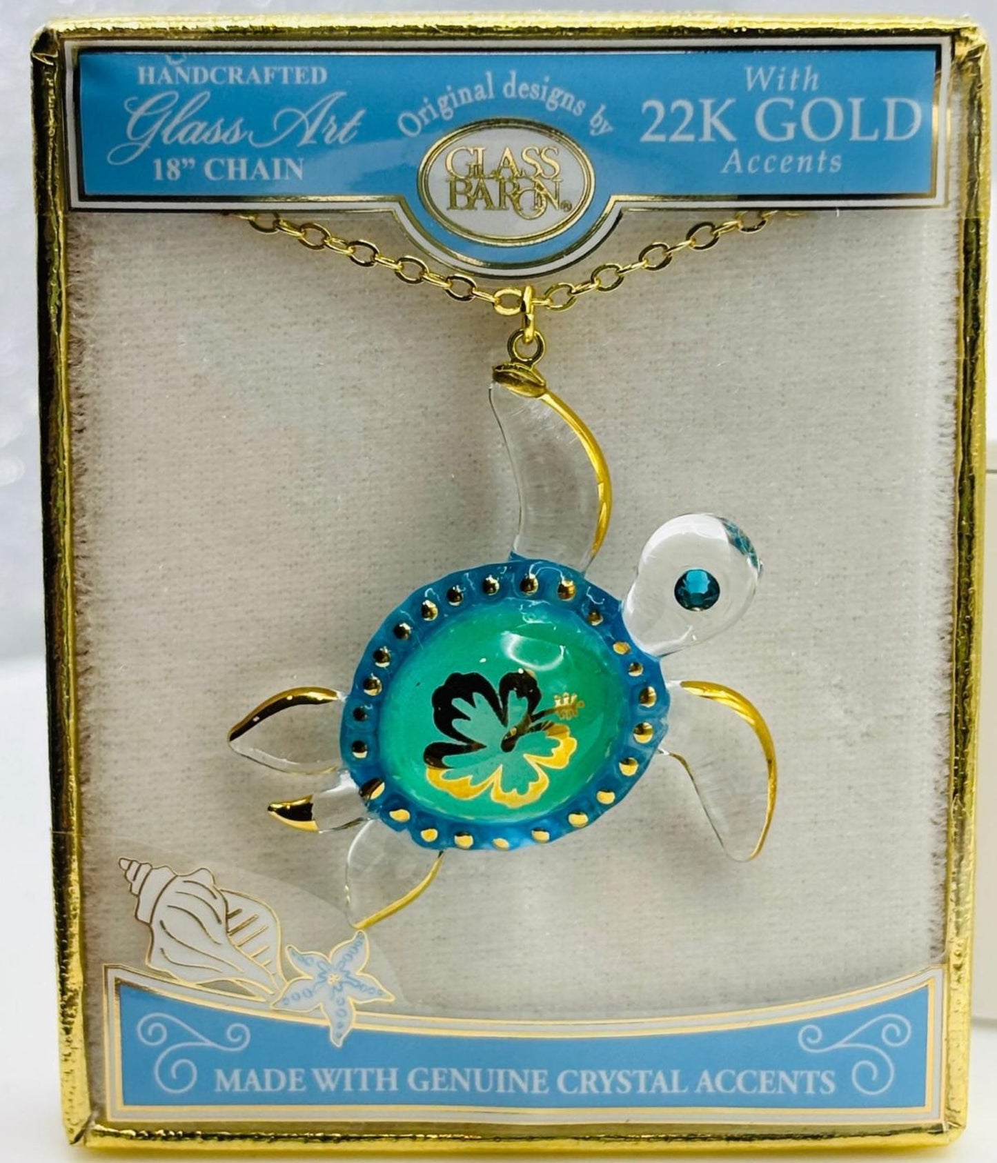 Aloha Sea Turtle Necklace Hawaiian Sea Turtle Pendant with Crystal on Gold Chain