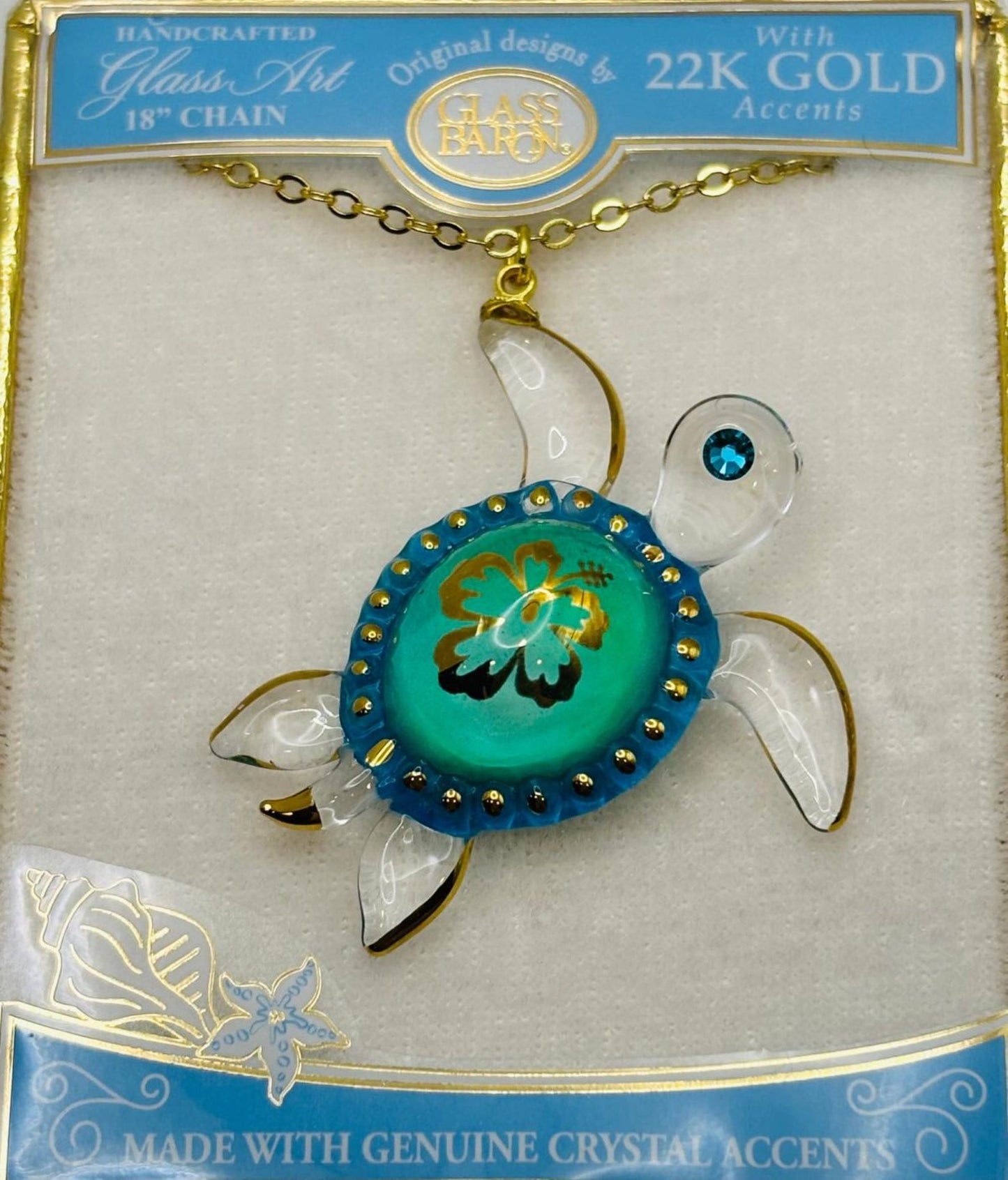 Aloha Sea Turtle Necklace Hawaiian Sea Turtle Pendant with Crystal on Gold Chain