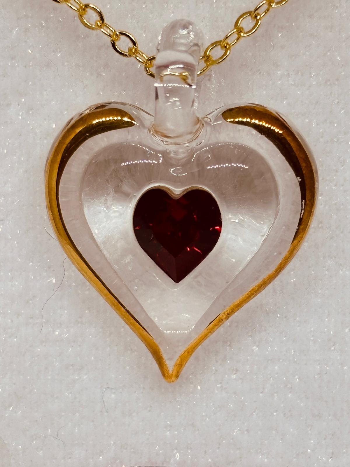 January Birthstone Heart Necklace | Red Crystal Birth Month Jewelry