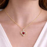January Birthstone Heart Necklace | Red Crystal Birth Month Jewelry