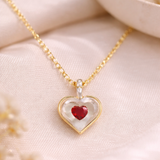 January Birthstone Heart Necklace | Red Crystal Birth Month Jewelry