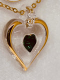 May Birthstone Heart Necklace | Green Crystal Birth Month Jewelry