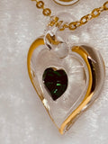 May Birthstone Heart Necklace | Green Crystal Birth Month Jewelry